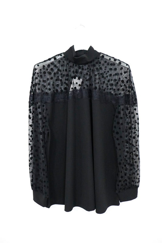 Maglia con tulle e pois