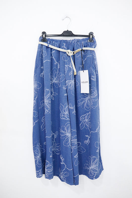 Pantapalazzo di jeans a fantasia floreale