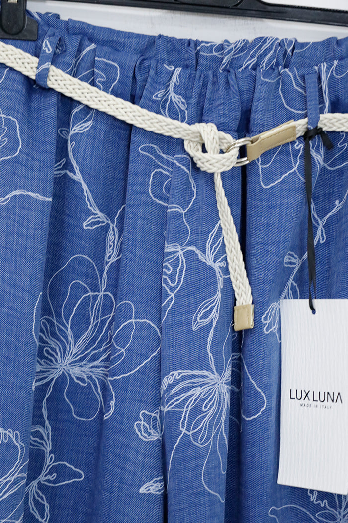Pantapalazzo di jeans a fantasia floreale