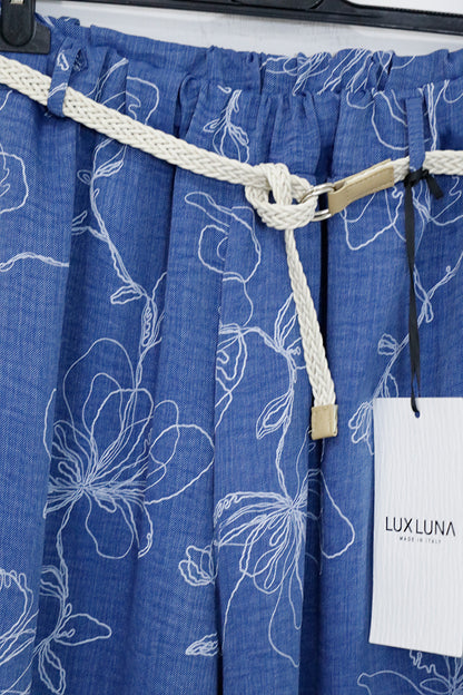 Pantapalazzo di jeans a fantasia floreale
