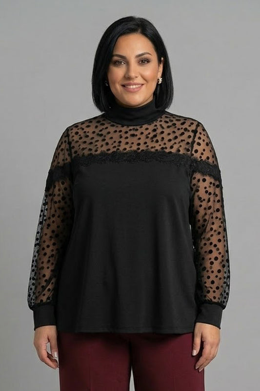 Maglia con tulle e pois